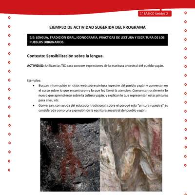 Actividad sugerida Nº 2- LC01 - YAG-U2-LS - Utilizan las TIC para conocer expresiones de la escritura ancestral del pueblo yagán Actividad sugerida Nº 2- LC01 - YAG-U2-LS - Utilizan las TIC para conocer expresiones de la escritura ancestral del pueblo yagán