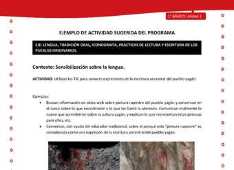 Actividad sugerida Nº 2- LC01 - YAG-U2-LS - Utilizan las TIC para conocer expresiones de la escritura ancestral del pueblo yagán Actividad sugerida Nº 2- LC01 - YAG-U2-LS - Utilizan las TIC para conocer expresiones de la escritura ancestral del pueblo yagán