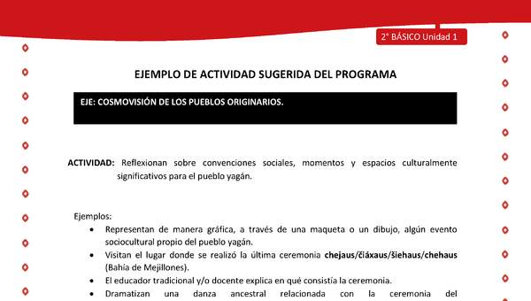 Actividad sugerida Nº 4- LC02 - YAG-U1-ECO - Reflexionan sobre convenciones sociales, momentos y espacios culturalmente significativos para el pueblo yagán Actividad sugerida Nº 4- LC02 - YAG-U1-ECO - Reflexionan sobre convenciones sociales, momentos y espacios culturalmente significativos para el pueblo yagán