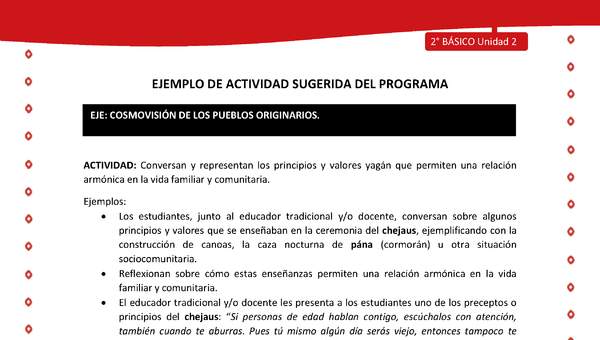 Actividad sugerida Nº 3 - LC02 - YAG-U2-ECO - Conversan y representan los principios y valores yagán que permiten una relación armónica en la vida familiar y comunitaria Actividad sugerida Nº 3 - LC02 - YAG-U2-ECO - Conversan y representan los principios y valores yagán que permiten una relación armónica en la vida familiar y comunitaria