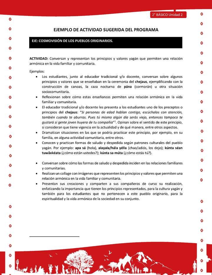 Actividad sugerida Nº 3 - LC02 - YAG-U2-ECO - Conversan y representan los principios y valores yagán que permiten una relación armónica en la vida familiar y comunitaria Actividad sugerida Nº 3 - LC02 - YAG-U2-ECO - Conversan y representan los principios y valores yagán que permiten una relación armónica en la vida familiar y comunitaria