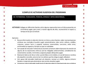 Actividad sugerida Nº 4 - LC02 - YAG-U3-EP - Indagan en diferentes fuentes sobre algunas representaciones artísticas presentes en el territorio yagán, para crear o recrear algunas de ellas, reconociendo el espacio y tiempo en las que se realizan Actividad sugerida Nº 4 - LC02 - YAG-U3-EP - Indagan en diferentes fuentes sobre algunas representaciones artísticas presentes en el territorio yagán, para crear o recrear algunas de ellas, reconociendo el espacio y tiempo en las que se realizan