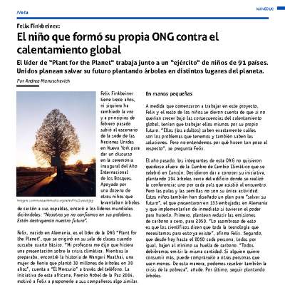 El niño que formó su propia ONG contra el calentamiento global El niño que formó su propia ONG contra el calentamiento global