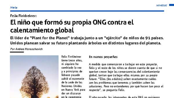 El niño que formó su propia ONG contra el calentamiento global El niño que formó su propia ONG contra el calentamiento global