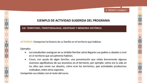 Actividad sugerida LC01 - Quechua - U2 - N°29: Comparten la historia de su familia en el territorio que habitan. Actividad sugerida LC01 - Quechua - U2 - N°29: Comparten la historia de su familia en el territorio que habitan.