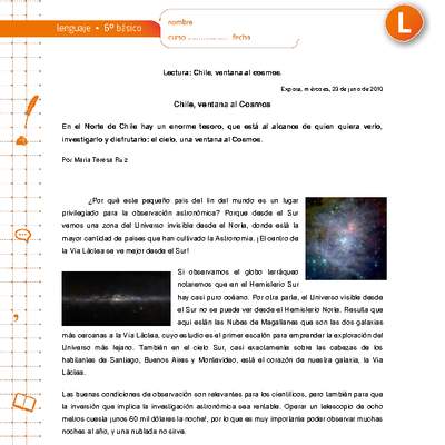 Chile, ventana al Cosmos Chile, ventana al Cosmos