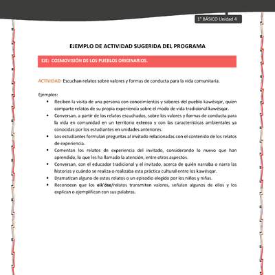 Actividad sugerida: LC01 - KAWÉSQAR - U4 - N°4: ESCUCHAN RELATOS SOBRE VALORES Y FORMAS DE CONDUCTA PARA LA VIDA COMUNITARIA. Actividad sugerida: LC01 - KAWÉSQAR - U4 - N°4: ESCUCHAN RELATOS SOBRE VALORES Y FORMAS DE CONDUCTA PARA LA VIDA COMUNITARIA.