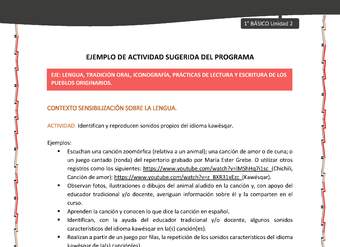Actividad sugerida: LC01 - KAWÉSQAR - U2 - N°1: IDENTIFICAN Y REPRODUCEN SONIDOS PROPIOS DEL IDIOMA KAWÉSQAR. Actividad sugerida: LC01 - KAWÉSQAR - U2 - N°1: IDENTIFICAN Y REPRODUCEN SONIDOS PROPIOS DEL IDIOMA KAWÉSQAR.