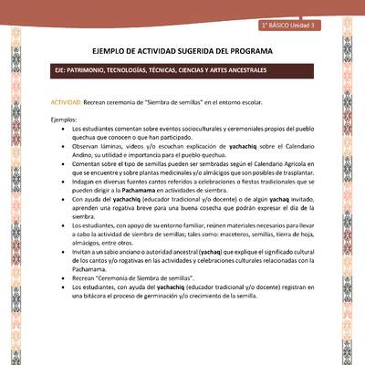 Actividad sugerida LC01 - Quechua - U3 - N°41: Recrean ceremonia de “Siembra de semillas” en el entorno escolar. Actividad sugerida LC01 - Quechua - U3 - N°41: Recrean ceremonia de “Siembra de semillas” en el entorno escolar.