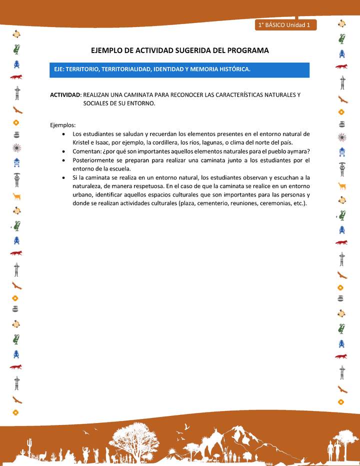 Actividad sugerida Nº 7- LC01 - INTERCULTURALIDAD-U1-ET - REALIZAN UNA CAMINATA PARA RECONOCER LAS CARACTERÍSTICAS NATURALES Y SOCIALES DE SU ENTORNO. Actividad sugerida Nº 7- LC01 - INTERCULTURALIDAD-U1-ET - REALIZAN UNA CAMINATA PARA RECONOCER LAS CARACTERÍSTICAS NATURALES Y SOCIALES DE SU ENTORNO.