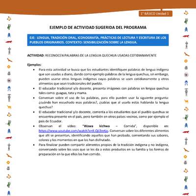 Actividad sugerida Nº 3- LC01 - INTERCULTURALIDAD-U1-LS - RECONOCEN PALABRAS DE LA LENGUA QUECHUA USADAS COTIDIANAMENTE Actividad sugerida Nº 3- LC01 - INTERCULTURALIDAD-U1-LS - RECONOCEN PALABRAS DE LA LENGUA QUECHUA USADAS COTIDIANAMENTE