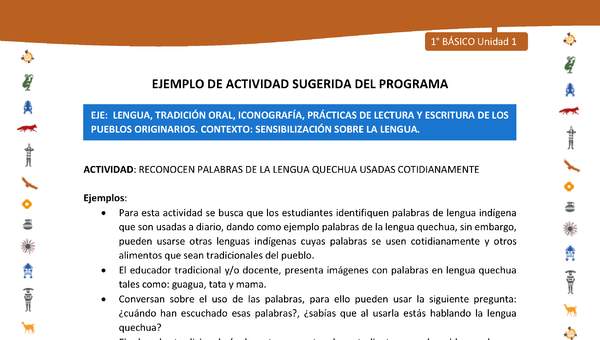 Actividad sugerida Nº 3- LC01 - INTERCULTURALIDAD-U1-LS - RECONOCEN PALABRAS DE LA LENGUA QUECHUA USADAS COTIDIANAMENTE Actividad sugerida Nº 3- LC01 - INTERCULTURALIDAD-U1-LS - RECONOCEN PALABRAS DE LA LENGUA QUECHUA USADAS COTIDIANAMENTE