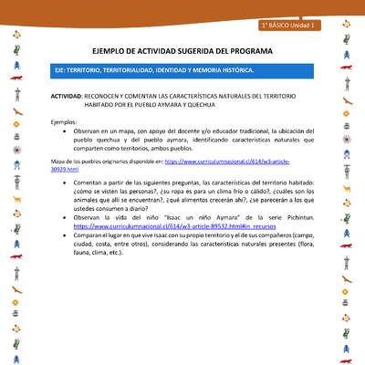 Actividad sugerida Nº 5- LC01 - INTERCULTURALIDAD-U1-ET - RECONOCEN Y COMENTAN LAS CARACTERÍSTICAS NATURALES DEL TERRITORIO HABITADO POR EL PUEBLO AYMARA Y QUECHUA Actividad sugerida Nº 5- LC01 - INTERCULTURALIDAD-U1-ET - RECONOCEN Y COMENTAN LAS CARACTERÍSTICAS NATURALES DEL TERRITORIO HABITADO POR EL PUEBLO AYMARA Y QUECHUA