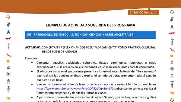 Actividad sugerida Nº 11- LC01 - INTERCULTURALIDAD-U1-EP - COMENTAN Y REFLEXIONAN SOBRE EL “FLOREAMIENTO” COMO PRÁCTICA CULTURAL DE LOS PUEBLOS ANDINOS Actividad sugerida Nº 11- LC01 - INTERCULTURALIDAD-U1-EP - COMENTAN Y REFLEXIONAN SOBRE EL “FLOREAMIENTO” COMO PRÁCTICA CULTURAL DE LOS PUEBLOS ANDINOS