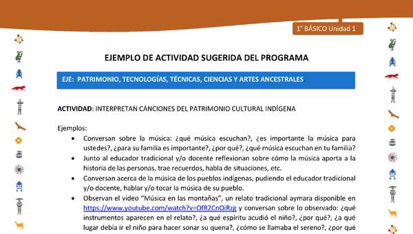 Actividad sugerida Nº 12- LC01 - INTERCULTURALIDAD-U1-EP - INTERPRETAN CANCIONES DEL PATRIMONIO CULTURAL INDÍGENA Actividad sugerida Nº 12- LC01 - INTERCULTURALIDAD-U1-EP - INTERPRETAN CANCIONES DEL PATRIMONIO CULTURAL INDÍGENA