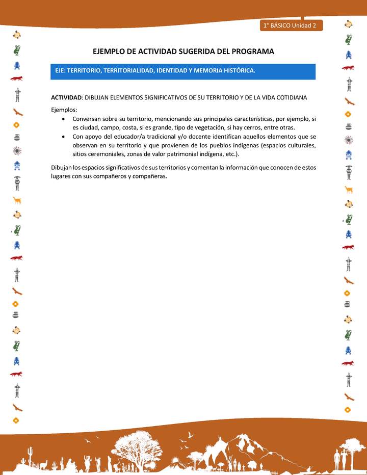 Actividad sugerida Nº 3- LC01 - INTERCULTURALIDAD-U2-ET - DIBUJAN ELEMENTOS SIGNIFICATIVOS DE SU TERRITORIO Y DE LA VIDA COTIDIANA Actividad sugerida Nº 3- LC01 - INTERCULTURALIDAD-U2-ET - DIBUJAN ELEMENTOS SIGNIFICATIVOS DE SU TERRITORIO Y DE LA VIDA COTIDIANA