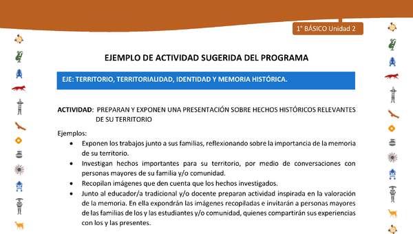 Actividad sugerida Nº 5- LC01 - INTERCULTURALIDAD-U2-ET - PREPARAN Y EXPONEN UNA PRESENTACIÓN SOBRE HECHOS HISTÓRICOS RELEVANTES DE SU TERRITORIO Actividad sugerida Nº 5- LC01 - INTERCULTURALIDAD-U2-ET - PREPARAN Y EXPONEN UNA PRESENTACIÓN SOBRE HECHOS HISTÓRICOS RELEVANTES DE SU TERRITORIO
