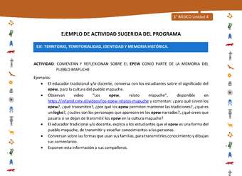 Actividad sugerida Nº 4- LC01 - INTERCULTURALIDAD-U4-ET - COMENTAN Y REFLEXIONAN SOBRE EL EPEW COMO PARTE DE LA MEMORIA DEL PUEBLO MAPUCHE Actividad sugerida Nº 4- LC01 - INTERCULTURALIDAD-U4-ET - COMENTAN Y REFLEXIONAN SOBRE EL EPEW COMO PARTE DE LA MEMORIA DEL PUEBLO MAPUCHE