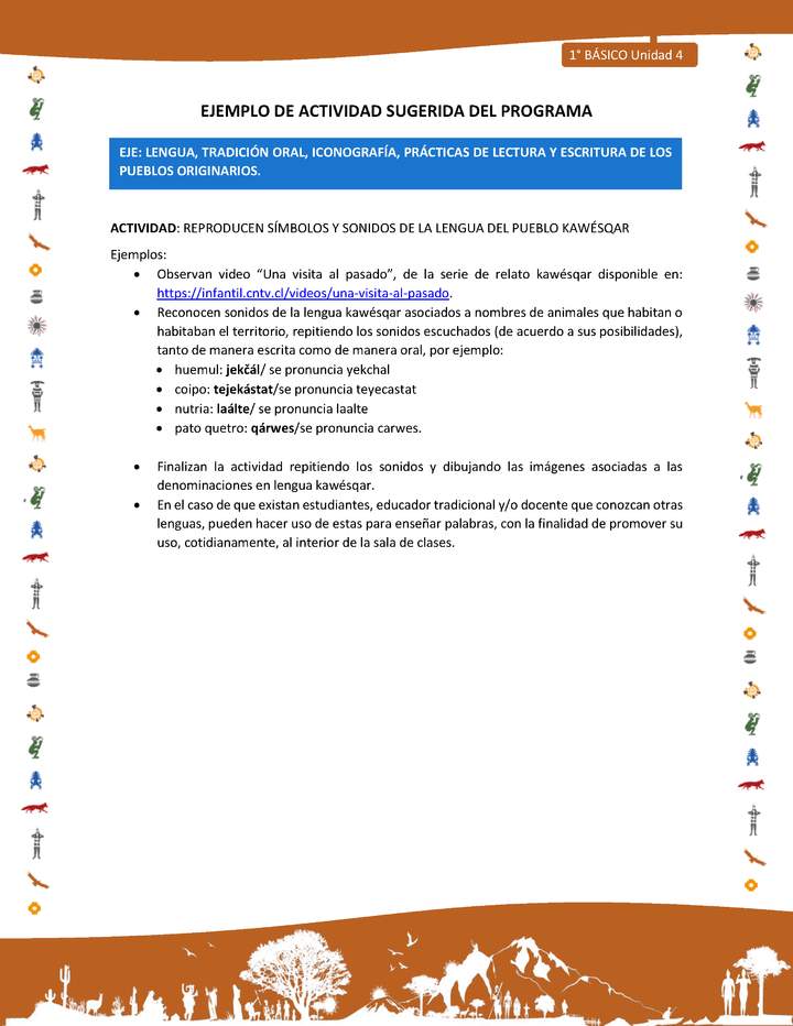 Actividad sugerida Nº 1- LC01 - INTERCULTURALIDAD-U4-LS - REPRODUCEN SÍMBOLOS Y SONIDOS DE LA LENGUA DEL PUEBLO KAWÉSQAR Actividad sugerida Nº 1- LC01 - INTERCULTURALIDAD-U4-LS - REPRODUCEN SÍMBOLOS Y SONIDOS DE LA LENGUA DEL PUEBLO KAWÉSQAR