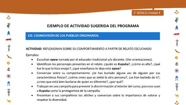 Actividad sugerida Nº 8- LC01 - INTERCULTURALIDAD-U4-ECO - REFLEXIONAN SOBRE SU COMPORTAMIENTO A PARTIR DE RELATO ESCUCHADO Actividad sugerida Nº 8- LC01 - INTERCULTURALIDAD-U4-ECO - REFLEXIONAN SOBRE SU COMPORTAMIENTO A PARTIR DE RELATO ESCUCHADO