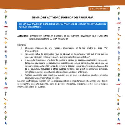 Actividad sugerida Nº 3- LC01 - INTERCULTURALIDAD-U4-LS - REPRODUCEN SÍMBOLOS PROPIOS DE LA CULTURA KAWÉSQAR QUE ENTREGAN INFORMACIÓN SOBRE SU VIDA Y CULTURA Actividad sugerida Nº 3- LC01 - INTERCULTURALIDAD-U4-LS - REPRODUCEN SÍMBOLOS PROPIOS DE LA CULTURA KAWÉSQAR QUE ENTREGAN INFORMACIÓN SOBRE SU VIDA Y CULTURA