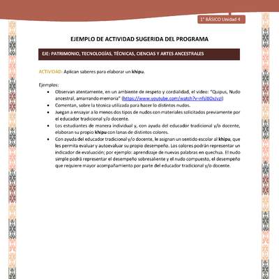 Actividad sugerida LC01 - Quechua - U4 - N°51: Aplican saberes para elaborar un khipu. Actividad sugerida LC01 - Quechua - U4 - N°51: Aplican saberes para elaborar un khipu.