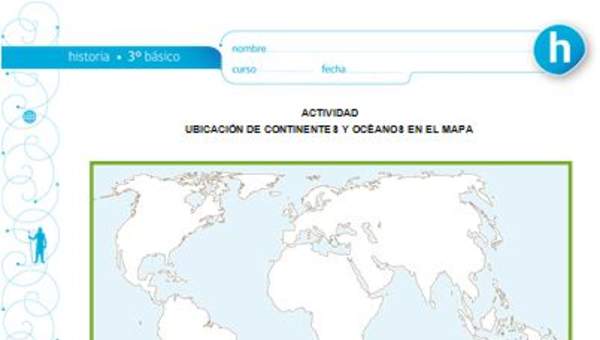 Ubicación de continentes y océanos en el mapa Ubicación de continentes y océanos en el mapa