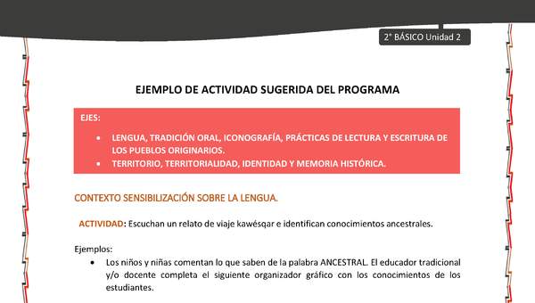 Actividad sugerida: LC02 - KAWÉSQAR - U2 - N°1:  ESCUCHAN UN RELATO DE VIAJE KAWÉSQAR E IDENTIFICAN CONOCIMIENTOS ANCESTRALES. Actividad sugerida: LC02 - KAWÉSQAR - U2 - N°1:  ESCUCHAN UN RELATO DE VIAJE KAWÉSQAR E IDENTIFICAN CONOCIMIENTOS ANCESTRALES.