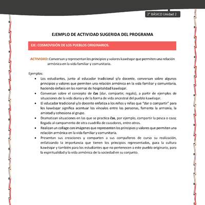 Actividad sugerida: LC02 - KAWÉSQAR - U2 - N°3: CONVERSAN Y REPRESENTAN LOS PRINCIPIOS Y VALORES KAWÉSQAR QUE PERMITEN UNA RELACIÓN ARMÓNICA EN LA VIDA FAMILIAR Y COMUNITARIA. Actividad sugerida: LC02 - KAWÉSQAR - U2 - N°3: CONVERSAN Y REPRESENTAN LOS PRINCIPIOS Y VALORES KAWÉSQAR QUE PERMITEN UNA RELACIÓN ARMÓNICA EN LA VIDA FAMILIAR Y COMUNITARIA.