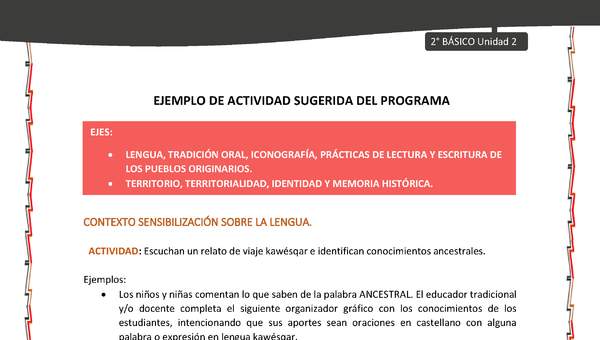 Actividad sugerida: LC02 - KAWÉSQAR - U2 - N°2: ESCUCHAN UN RELATO DE VIAJE KAWÉSQAR E IDENTIFICAN CONOCIMIENTOS ANCESTRALES. Actividad sugerida: LC02 - KAWÉSQAR - U2 - N°2: ESCUCHAN UN RELATO DE VIAJE KAWÉSQAR E IDENTIFICAN CONOCIMIENTOS ANCESTRALES.