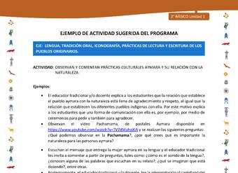 Actividad sugerida Nº 4- LC02 - INTERCULTURALIDAD-U1-ET - OBSERVAN Y COMENTAN PRÁCTICAS CULTURALES AYMARA Y SU RELACIÓN CON LA NATURALEZA. Actividad sugerida Nº 4- LC02 - INTERCULTURALIDAD-U1-ET - OBSERVAN Y COMENTAN PRÁCTICAS CULTURALES AYMARA Y SU RELACIÓN CON LA NATURALEZA.