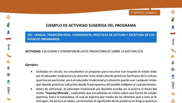Actividad sugerida Nº 1- LC02 - INTERCULTURALIDAD-U1-LS - ESCUCHAN Y COMENTAN RELATOS TRADICIONALES SOBRE LA NATURALEZA Actividad sugerida Nº 1- LC02 - INTERCULTURALIDAD-U1-LS - ESCUCHAN Y COMENTAN RELATOS TRADICIONALES SOBRE LA NATURALEZA