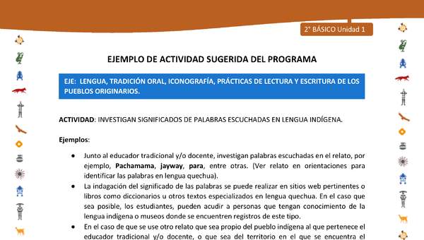 Actividad sugerida Nº 2- LC02 - INTERCULTURALIDAD-U1-LS - INVESTIGAN SIGNIFICADOS DE PALABRAS ESCUCHADAS EN LENGUA INDÍGENA. Actividad sugerida Nº 2- LC02 - INTERCULTURALIDAD-U1-LS - INVESTIGAN SIGNIFICADOS DE PALABRAS ESCUCHADAS EN LENGUA INDÍGENA.