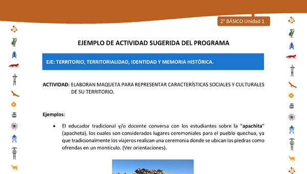 Actividad sugerida Nº 7- LC02 - INTERCULTURALIDAD-U1-ET - ELABORAN MAQUETA PARA REPRESENTAR CARACTERÍSTICAS SOCIALES Y CULTURALES DE SU TERRITORIO. Actividad sugerida Nº 7- LC02 - INTERCULTURALIDAD-U1-ET - ELABORAN MAQUETA PARA REPRESENTAR CARACTERÍSTICAS SOCIALES Y CULTURALES DE SU TERRITORIO.