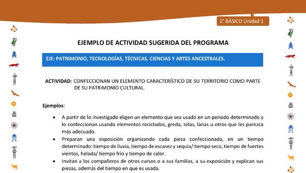Actividad sugerida Nº 13- LC02 - INTERCULTURALIDAD-U1-EP - CONFECCIONAN UN ELEMENTO CARACTERÍSTICO DE SU TERRITORIO COMO PARTE DE SU PATRIMONIO CULTURAL. Actividad sugerida Nº 13- LC02 - INTERCULTURALIDAD-U1-EP - CONFECCIONAN UN ELEMENTO CARACTERÍSTICO DE SU TERRITORIO COMO PARTE DE SU PATRIMONIO CULTURAL.