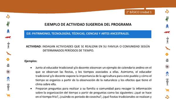 Actividad sugerida Nº 12- LC02- INTERCULTURALIDAD-U1-EP - INDAGAN ACTIVIDADES QUE SE REALIZAN EN SU FAMILIA O COMUNIDAD SEGÚN DETERMINADOS PERÍODOS DE TIEMPO. Actividad sugerida Nº 12- LC02- INTERCULTURALIDAD-U1-EP - INDAGAN ACTIVIDADES QUE SE REALIZAN EN SU FAMILIA O COMUNIDAD SEGÚN DETERMINADOS PERÍODOS DE TIEMPO.