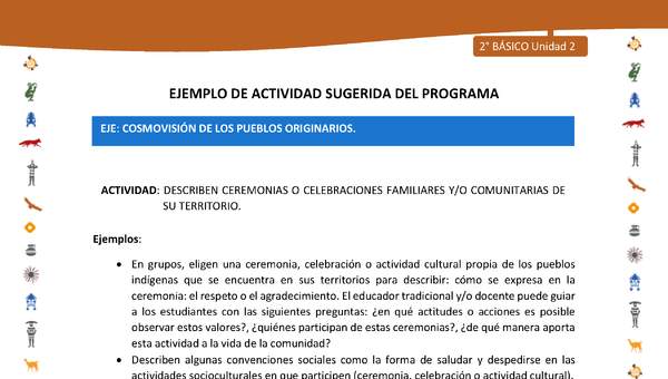 Actividad sugerida Nº 8- LC02 - INTERCULTURALIDAD-U2-ECO - DESCRIBEN CEREMONIAS O CELEBRACIONES FAMILIARES Y/O COMUNITARIAS DE SU TERRITORIO. Actividad sugerida Nº 8- LC02 - INTERCULTURALIDAD-U2-ECO - DESCRIBEN CEREMONIAS O CELEBRACIONES FAMILIARES Y/O COMUNITARIAS DE SU TERRITORIO.