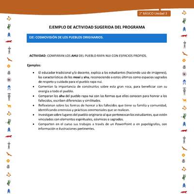Actividad sugerida Nº 6- LC02 - INTERCULTURALIDAD-U3-ECO - COMPARAN LOS AHU DEL PUEBLO RAPA NUI CON ESPACIOS PROPIOS. Actividad sugerida Nº 6- LC02 - INTERCULTURALIDAD-U3-ECO - COMPARAN LOS AHU DEL PUEBLO RAPA NUI CON ESPACIOS PROPIOS.