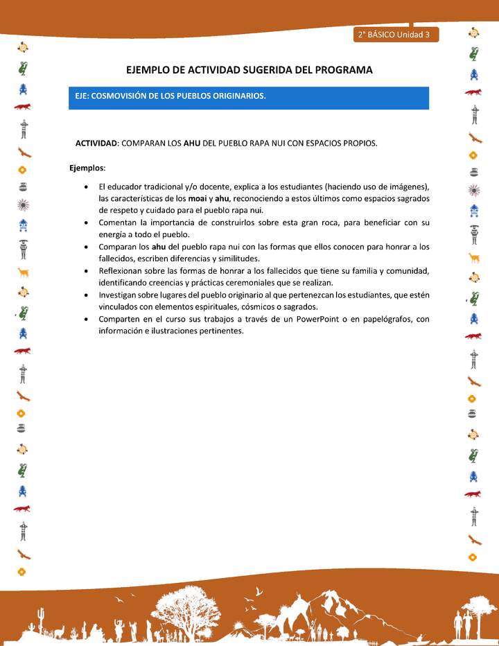 Actividad sugerida Nº 6- LC02 - INTERCULTURALIDAD-U3-ECO - COMPARAN LOS AHU DEL PUEBLO RAPA NUI CON ESPACIOS PROPIOS. Actividad sugerida Nº 6- LC02 - INTERCULTURALIDAD-U3-ECO - COMPARAN LOS AHU DEL PUEBLO RAPA NUI CON ESPACIOS PROPIOS.