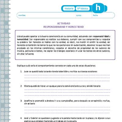 Responsabilidad y honestidad Responsabilidad y honestidad