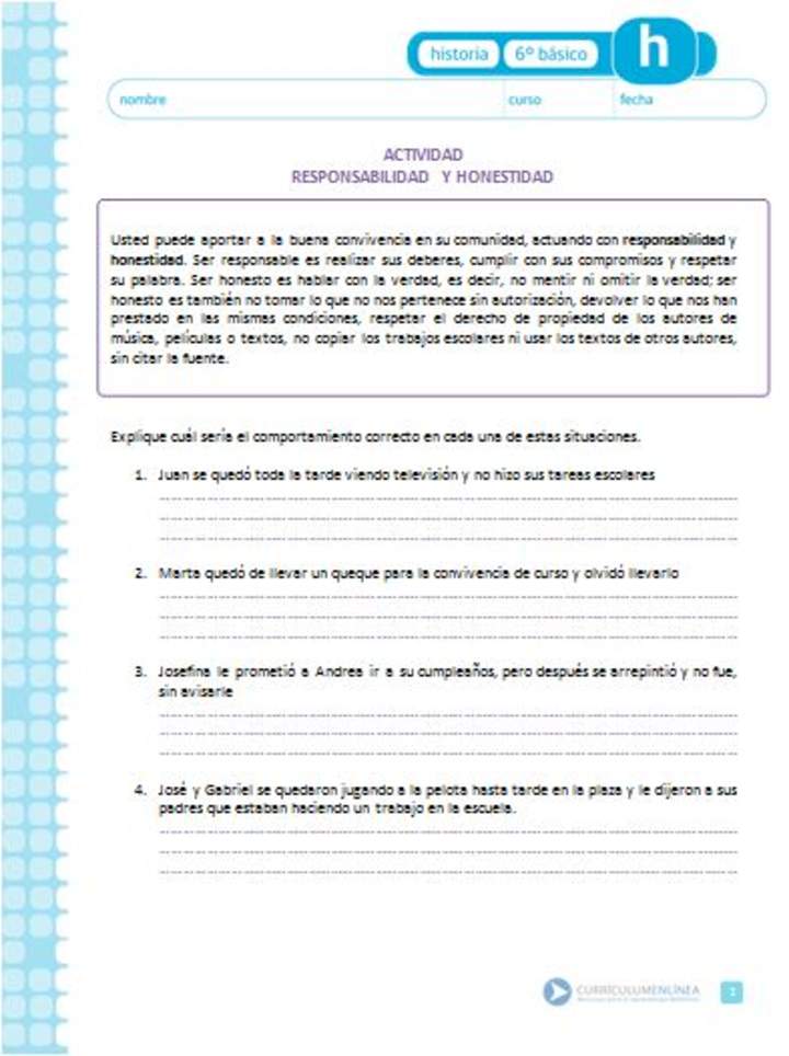 Responsabilidad y honestidad Responsabilidad y honestidad