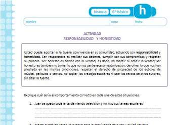 Responsabilidad y honestidad Responsabilidad y honestidad
