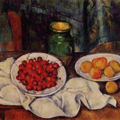 Naturaleza Muerta con Cerezas y Melocotones de Paul Cezanne Naturaleza Muerta con Cerezas y Melocotones de Paul Cezanne