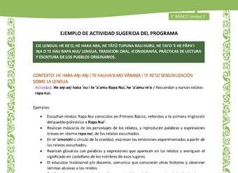 Actividad sugerida LC02 - Rapa Nui - U1 - N°01: Recuerdan y narran relatos rapa nui. Actividad sugerida LC02 - Rapa Nui - U1 - N°01: Recuerdan y narran relatos rapa nui.