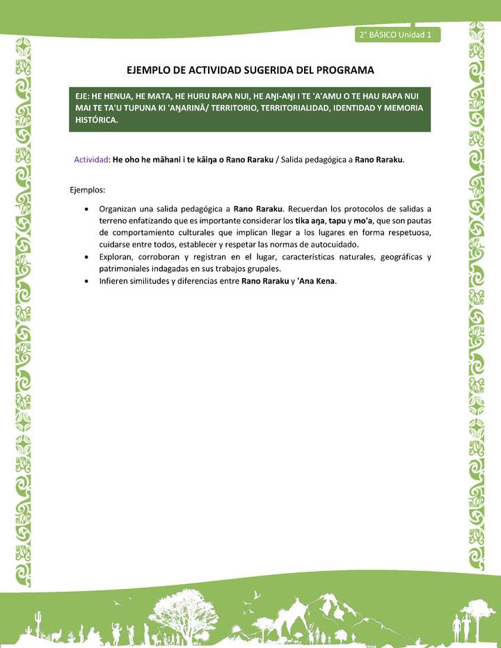 Actividad sugerida LC02 - Rapa Nui - U1 - N°16: Salida pedagógica a Rano Raraku. Actividad sugerida LC02 - Rapa Nui - U1 - N°16: Salida pedagógica a Rano Raraku.