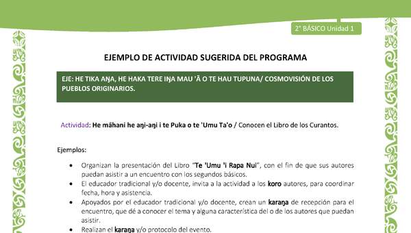 Actividad sugerida LC02 - Rapa Nui - U1 - N°18: Conocen el Libro de los Curantos. Actividad sugerida LC02 - Rapa Nui - U1 - N°18: Conocen el Libro de los Curantos.