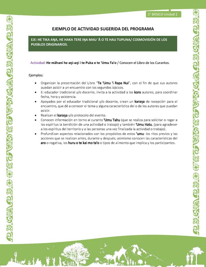 Actividad sugerida LC02 - Rapa Nui - U1 - N°18: Conocen el Libro de los Curantos. Actividad sugerida LC02 - Rapa Nui - U1 - N°18: Conocen el Libro de los Curantos.