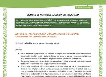 Actividad sugerida LC02 - Rapa Nui - U1 - N°09: Aprenden kai-kai. Actividad sugerida LC02 - Rapa Nui - U1 - N°09: Aprenden kai-kai.