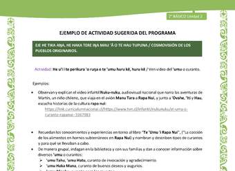 Actividad sugerida LC02 - Rapa Nui - U2 - N°30: Ven video del 'umu o curanto. Actividad sugerida LC02 - Rapa Nui - U2 - N°30: Ven video del 'umu o curanto.