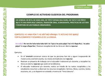 Actividad sugerida LC02 - Rapa Nui - U2 - N°12: Realizan recopilación de los libros en idioma rapa nui. Actividad sugerida LC02 - Rapa Nui - U2 - N°12: Realizan recopilación de los libros en idioma rapa nui.